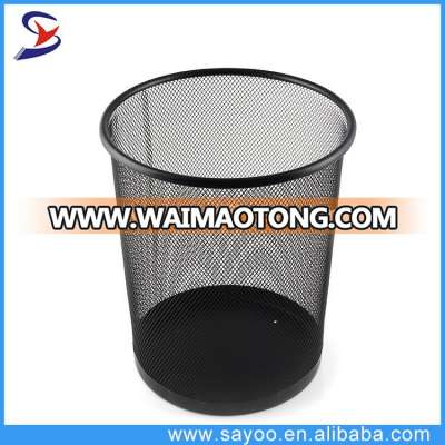 Office Stationery 3 Size Round black mesh trash can Wire Metal Paper Waste Bin