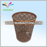 Rose gold color mesh metal waste bin for office waste paper basket